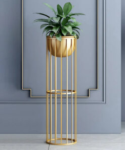 Gold Plant Pot Modern Planter with Gold Stand for Indoor Metal